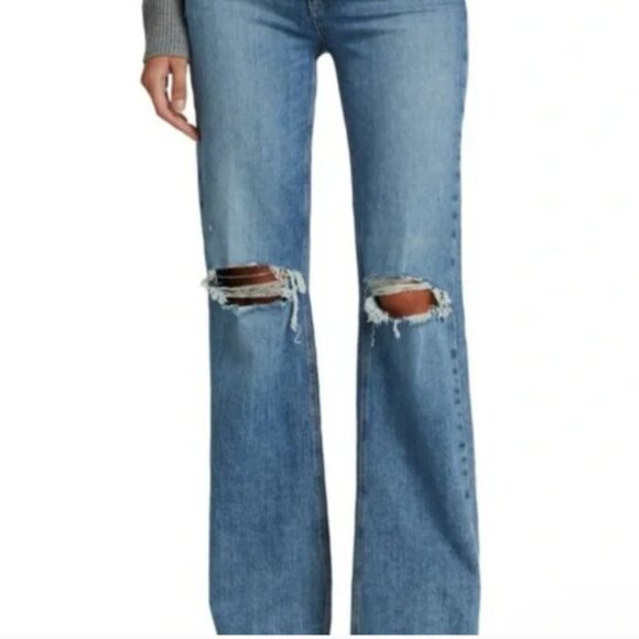 🎀Paige Leenah Wide Leg Exposed Button Fly Jeans in Magda Destructed Wash 30 NWT - Picture 3 of 15